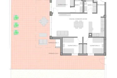 Rzut - Mieszkanie na sprzedaż 3 pokoje o powierzchni 101 m² - numer 0-3 w Apartamenty w Guardamar del Segura - 28271051