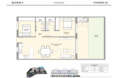 Rzut - Mieszkanie na sprzedaż 2 pokoje o powierzchni 100,02 m² - numer PB-23 w Apartamenty w Finestrat - 28237980