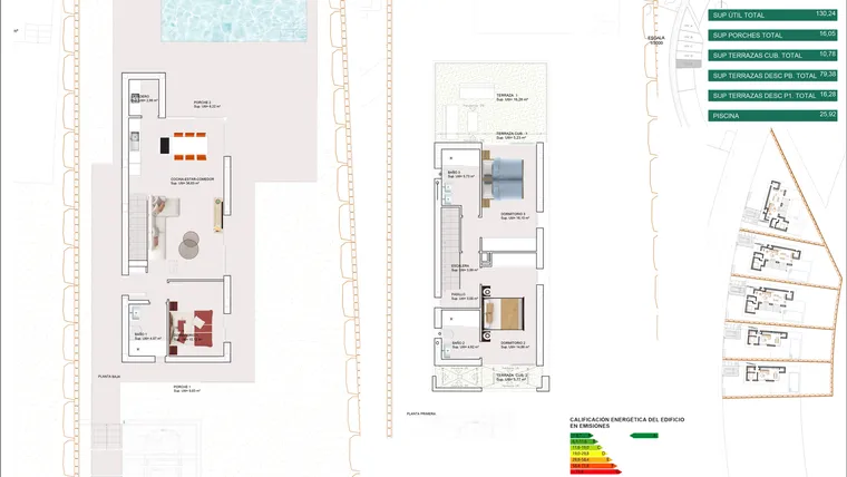 Rzut - Dom na sprzedaż 3 pokoje o powierzchni 130,24 m² - numer 5 w Domy w Finestrat - 54099691