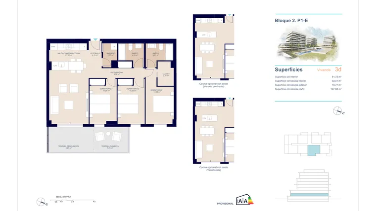 Rzut - Mieszkanie na sprzedaż 3 pokoje o powierzchni 108,33 m² - numer 1-E w Apartamenty w La Vila Joiosa - 84746678