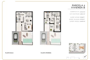 Rzut - Dom na sprzedaż 3 pokoje o powierzchni 117,72 m² - numer B w Dom szeregowy w Benijófar - 51866504