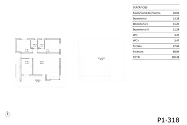 Rzut - Dom na sprzedaż 3 pokoje o powierzchni 82,69 m² - numer 0-318 w Domy w San Miguel de Salinas - 87172235