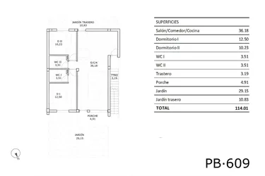 Rzut - Dom na sprzedaż 2 pokoje o powierzchni 65,93 m² - numer 0-609 w Domy w San Miguel de Salinas - 87172235
