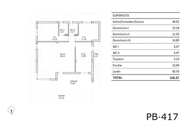 Rzut - Dom na sprzedaż 3 pokoje o powierzchni 82,69 m² - numer 0-417 w Domy w San Miguel de Salinas - 87172235
