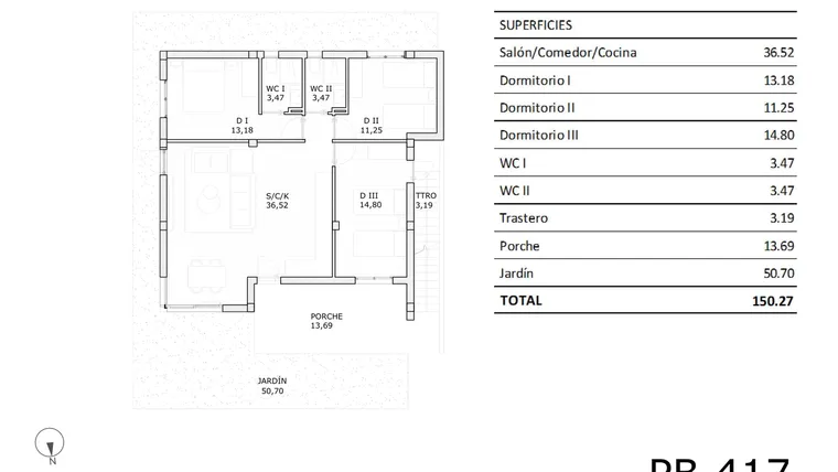 Rzut - Dom na sprzedaż 3 pokoje o powierzchni 82,69 m² - numer 0-417 w Domy w San Miguel de Salinas - 87172235