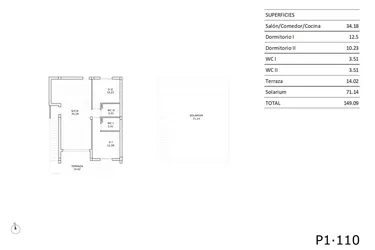 Rzut - Dom na sprzedaż 2 pokoje o powierzchni 63,93 m² - numer 1-110 w Domy w San Miguel de Salinas - 87172235