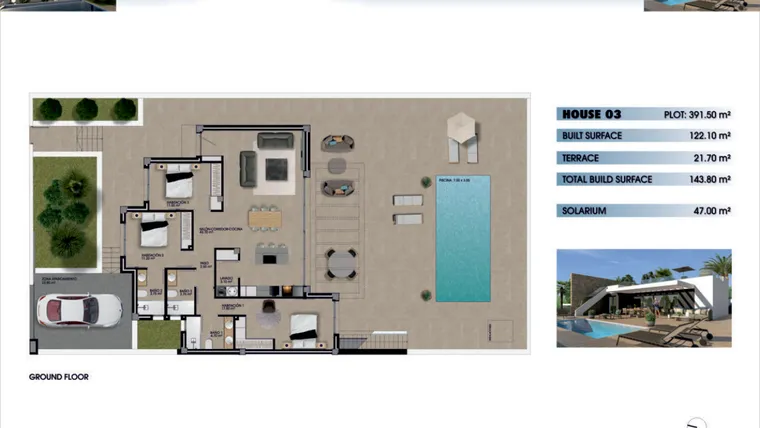 Rzut - Dom na sprzedaż 3 pokoje o powierzchni 143,8 m² - numer 3 w Domy w Mutxamel - 98534816