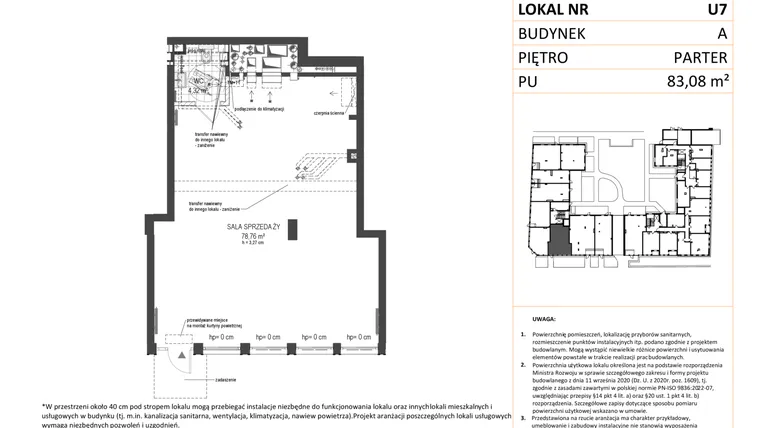 Rzut - Lokal użytkowy na sprzedaż 1 pokój o powierzchni 83,08 m² - numer 7 w Esencja