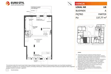 Rzut - Lokal użytkowy na sprzedaż 1 pokój o powierzchni 95,22 m² - numer 9 w Esencja