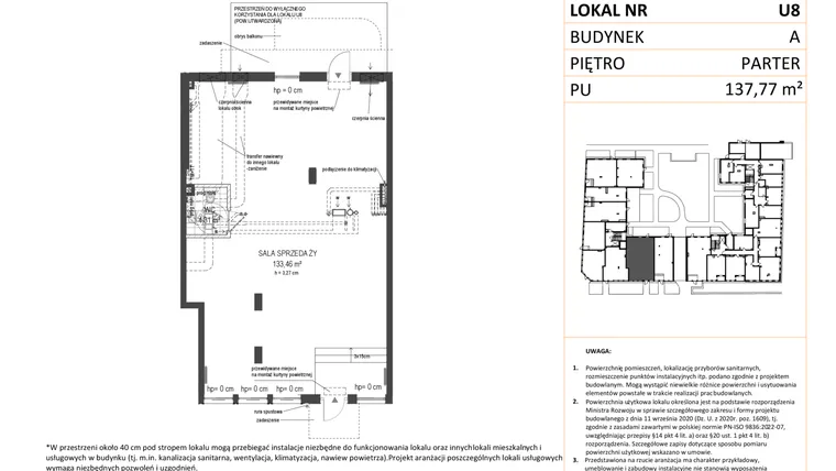 Rzut - Lokal użytkowy na sprzedaż 1 pokój o powierzchni 95,22 m² - numer 9 w Esencja