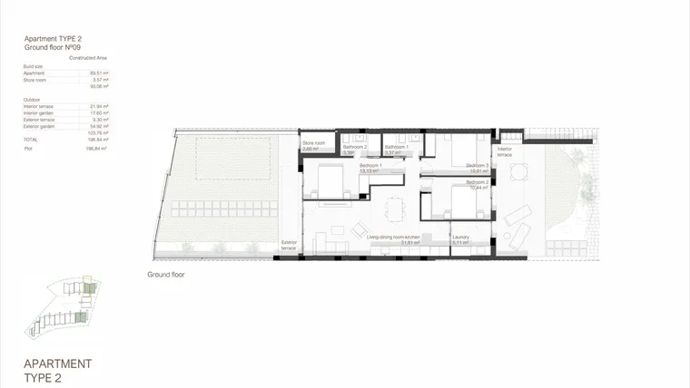 Rzut - Dom na sprzedaż 3 pokoje o powierzchni 103,76 m² - numer 9 w Domy w San Javier - 34403440