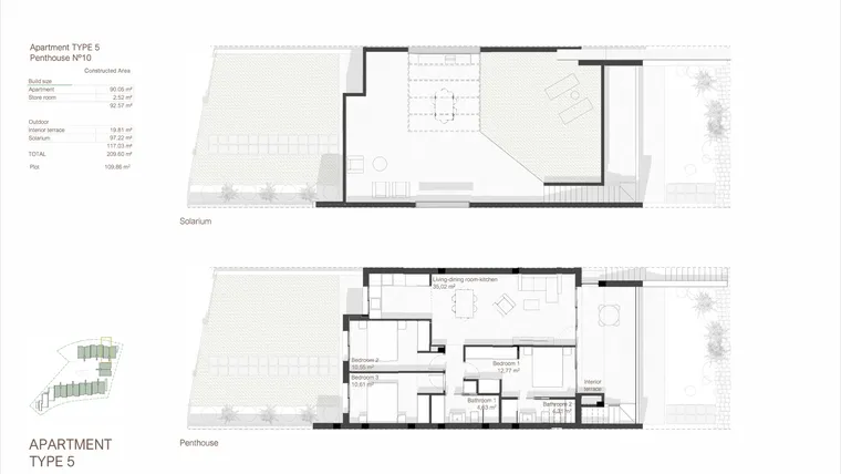 Rzut - Dom na sprzedaż 3 pokoje o powierzchni 117,03 m² - numer 10 w Domy w San Javier - 34403440