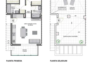 Rzut - Dom na sprzedaż 2 pokoje o powierzchni 68,61 m² - numer 6 w Domy w San Pedro del Pinatar - 43608777