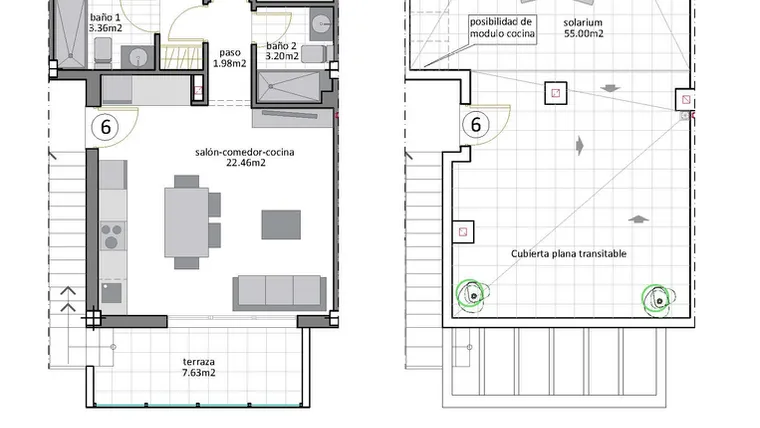 Rzut - Dom na sprzedaż 2 pokoje o powierzchni 68,61 m² - numer 6 w Domy w San Pedro del Pinatar - 43608777