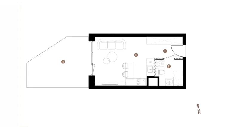 Rzut - Mieszkanie na sprzedaż 1 pokój o powierzchni 27,08 m² - numer A1.1.11 w Belg Apartamenty etap II