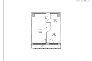 Rzut - Mieszkanie na sprzedaż 2 pokoje o powierzchni 41,97 m² - numer C1/1/03 w Chylońska STO10 etap III