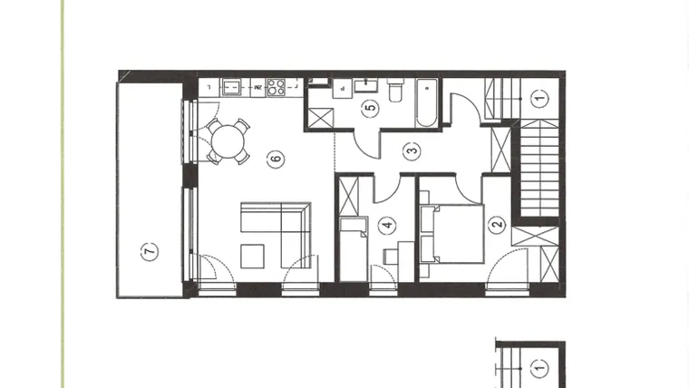 Rzut - Mieszkanie na sprzedaż 3 pokoje o powierzchni 66,95 m² - numer 22_2 w Apartamenty Sielanka
