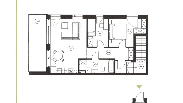 Rzut - Mieszkanie na sprzedaż 3 pokoje o powierzchni 67,13 m² - numer 28_2 w Apartamenty Sielanka