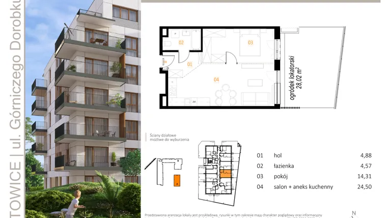 Rzut - Mieszkanie na sprzedaż 2 pokoje o powierzchni 48,26 m² - numer A_5 w Zielony Nikiszowiec