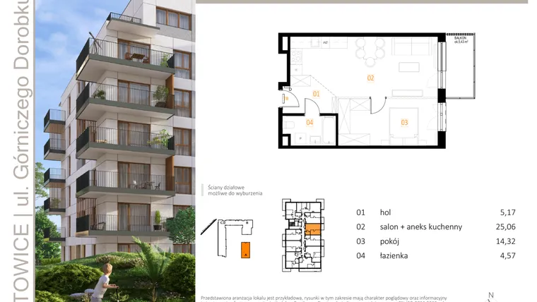 Rzut - Mieszkanie na sprzedaż 2 pokoje o powierzchni 49,12 m² - numer A_34 w Zielony Nikiszowiec