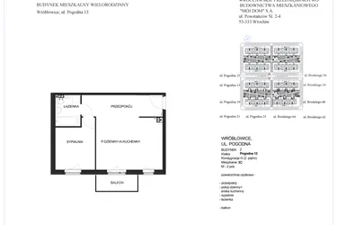 Rzut - Mieszkanie na sprzedaż 2 pokoje o powierzchni 47,79 m² - numer 2C - 3C w Zielona Lutynia