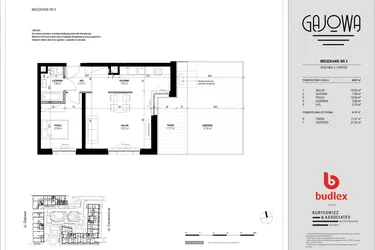 Rzut - Mieszkanie na sprzedaż 2 pokoje o powierzchni 48,49 m² - numer 3 w Gajowa bud. A