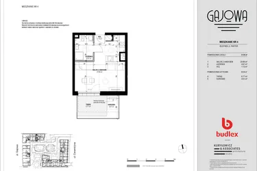 Rzut - Mieszkanie na sprzedaż 1 pokój o powierzchni 30,44 m² - numer 4 w Gajowa bud. A