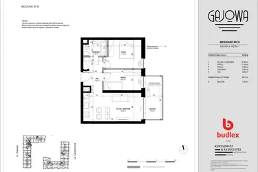 Rzut - Mieszkanie na sprzedaż 3 pokoje o powierzchni 49,67 m² - numer 25 w Gajowa bud. A