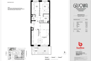 Rzut - Mieszkanie na sprzedaż 3 pokoje o powierzchni 65,13 m² - numer 24 w Gajowa bud. A