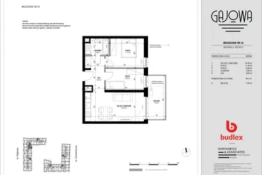 Rzut - Mieszkanie na sprzedaż 3 pokoje o powierzchni 50,29 m² - numer 33 w Gajowa bud. A