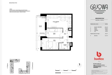 Rzut - Mieszkanie na sprzedaż 3 pokoje o powierzchni 52 m² - numer 46 w Gajowa bud. A