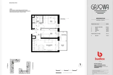 Rzut - Mieszkanie na sprzedaż 3 pokoje o powierzchni 50,29 m² - numer 49 w Gajowa bud. A