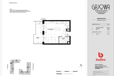 Rzut - Mieszkanie na sprzedaż 1 pokój o powierzchni 31,43 m² - numer 61 w Gajowa bud. A