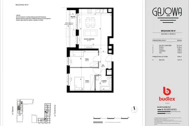 Rzut - Mieszkanie na sprzedaż 3 pokoje o powierzchni 59,97 m² - numer 67 w Gajowa bud. A