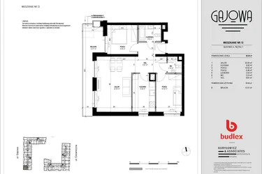 Rzut - Mieszkanie na sprzedaż 3 pokoje o powierzchni 67 m² - numer 72 w Gajowa bud. A