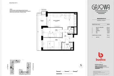 Rzut - Mieszkanie na sprzedaż 3 pokoje o powierzchni 58,16 m² - numer 76 w Gajowa bud. A