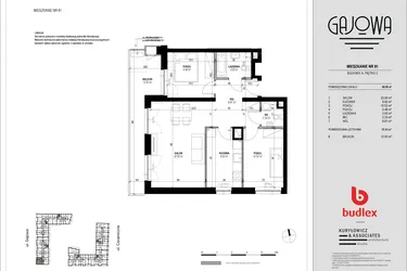 Rzut - Mieszkanie na sprzedaż 3 pokoje o powierzchni 67,88 m² - numer 81 w Gajowa bud. A