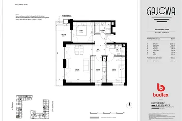 Rzut - Mieszkanie na sprzedaż 3 pokoje o powierzchni 67,88 m² - numer 90 w Gajowa bud. A