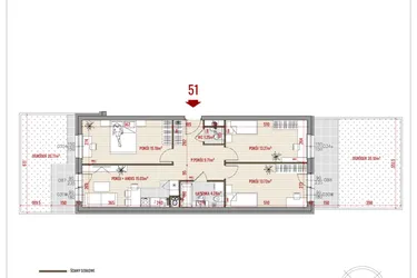 Rzut - Mieszkanie na sprzedaż 4 pokoje o powierzchni 72,45 m² - numer 51 w Zalesie