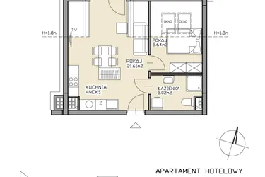 Rzut - Mieszkanie na sprzedaż 2 pokoje o powierzchni 32,27 m² - numer 29 w Apartamenty Zdrój