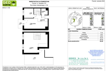 Rzut - Mieszkanie na sprzedaż 3 pokoje o powierzchni 62,49 m² - numer C103 w Jasielska 8C