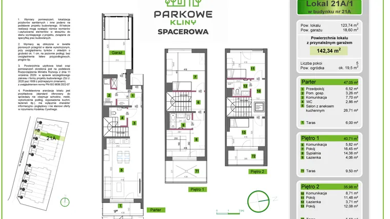 Rzut - Dom na sprzedaż 5 pokoi o powierzchni 142,14 m² - numer 21A/1 w Parkowe Kliny