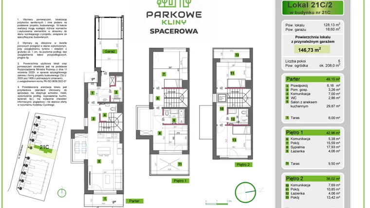 Rzut - Dom na sprzedaż 5 pokoi o powierzchni 146,1 m² - numer 21C/2 w Parkowe Kliny