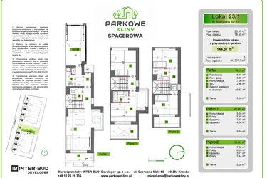 Rzut - Dom na sprzedaż 5 pokoi o powierzchni 144,57 m² - numer 23/1 w Parkowe Kliny