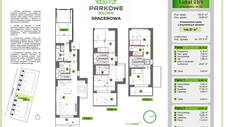 Rzut - Dom na sprzedaż 5 pokoi o powierzchni 144,86 m² - numer 23/1 w Parkowe Kliny