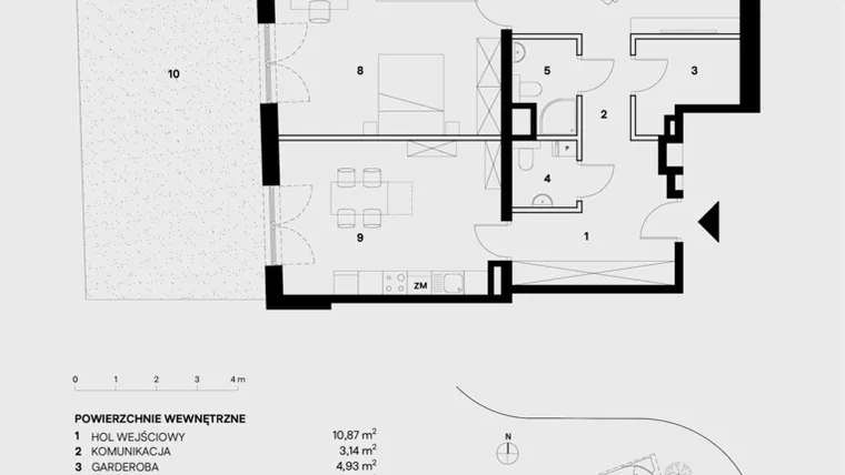 Rzut - Mieszkanie na sprzedaż 4 pokoje o powierzchni 110,73 m² - numer M1 w Skałka Residence