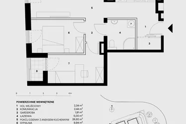 Rzut - Mieszkanie na sprzedaż 3 pokoje o powierzchni 58,65 m² - numer M6 w Skałka Residence