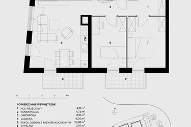 Rzut - Mieszkanie na sprzedaż 3 pokoje o powierzchni 65,82 m² - numer M9 w Skałka Residence