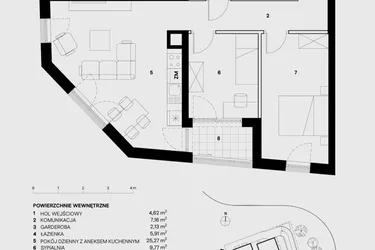 Rzut - Mieszkanie na sprzedaż 3 pokoje o powierzchni 68,87 m² - numer M13 w Skałka Residence