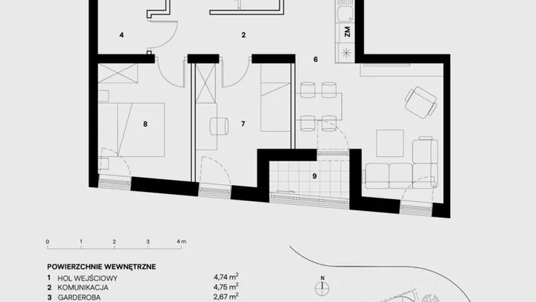 Rzut - Mieszkanie na sprzedaż 3 pokoje o powierzchni 63,79 m² - numer M20 w Skałka Residence